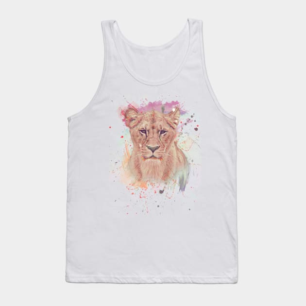 African Lioness Digital Painting Tank Top by nissiu